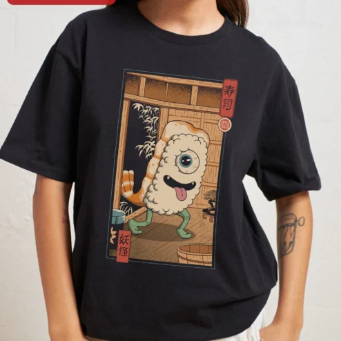 Sushi Yokai Kawaii Graphic Tee Anime Japanese Foodie Gift