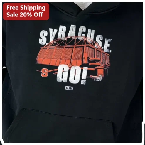 Syracuse GO! Hoodie Vintage Carrier Dome Graphic Sweatshirt for College Fans available at our Chicago, Illinois warehouse