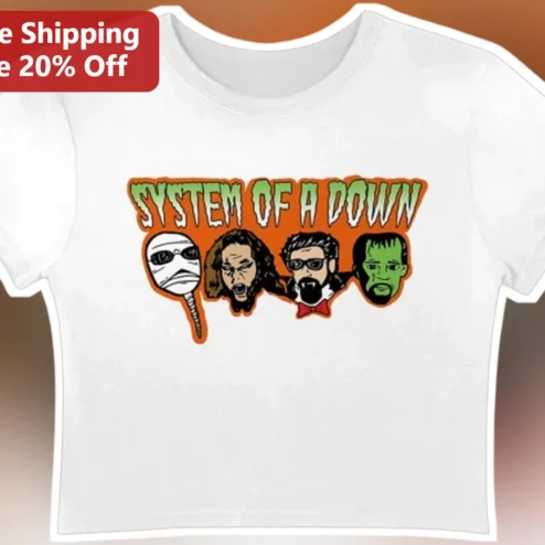 System of a Down Crop Top Universal Monsters Band Merch Graphic Tee