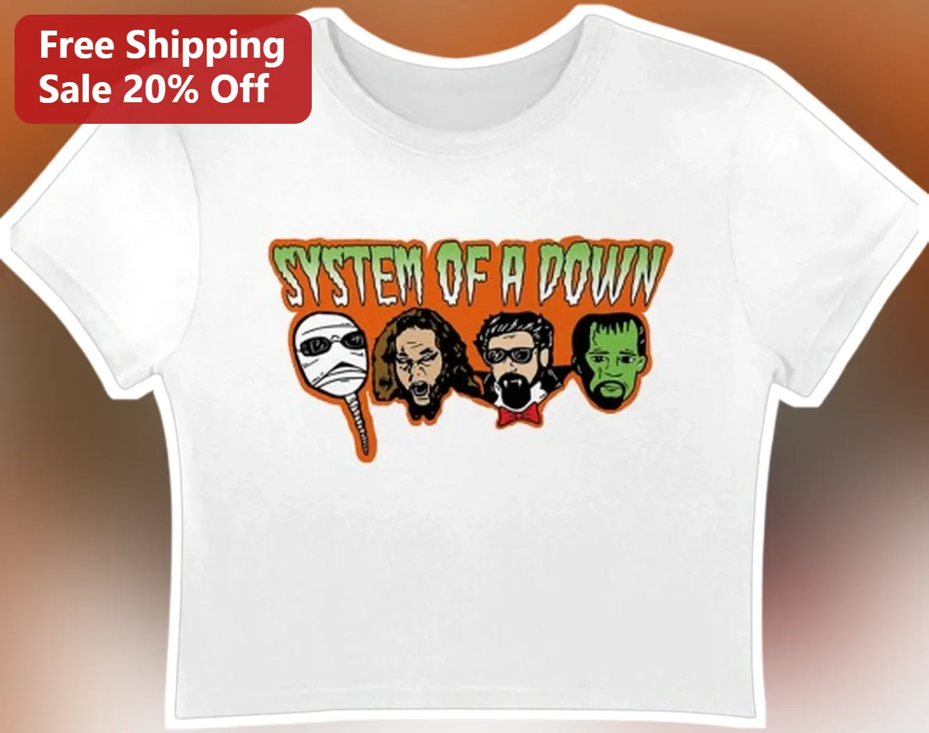 System of a Down Crop Top Universal Monsters Band Merch Graphic Tee