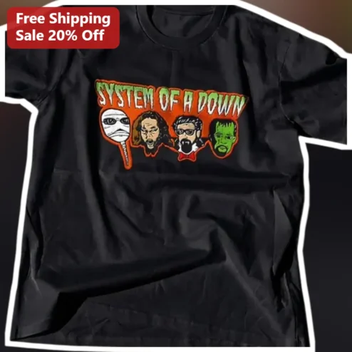 System of a Down Horror Monsters Graphic Tee Band Merch Shirt