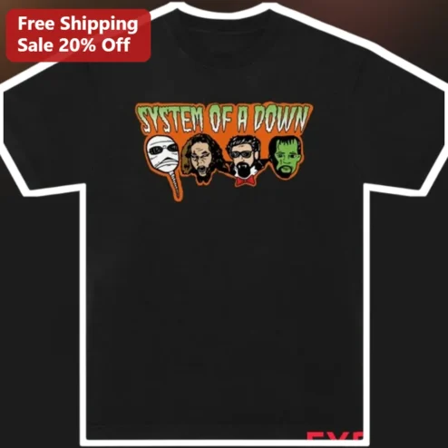 System of a Down Horror Monsters Graphic Tee SOAD Band Merch