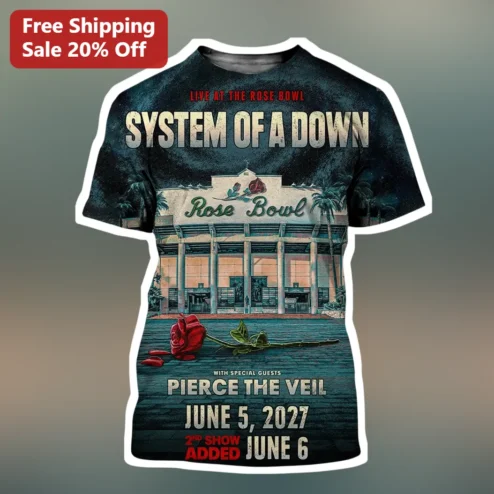 System of a Down Live at the Rose Bowl Pierce the Veil Vintage Rock Tour Tee