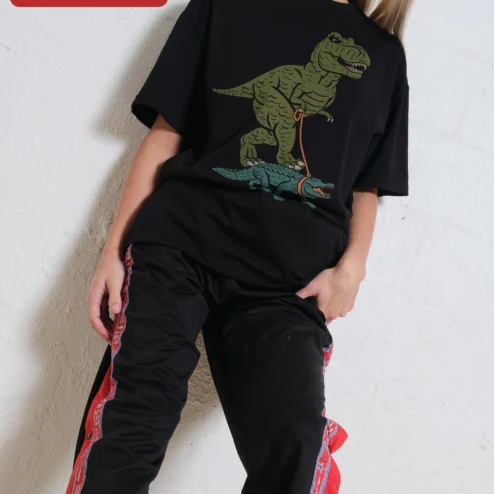 T-Rex Walking Crocodile Funny Pet Graphic Tee for Dinosaur Lovers