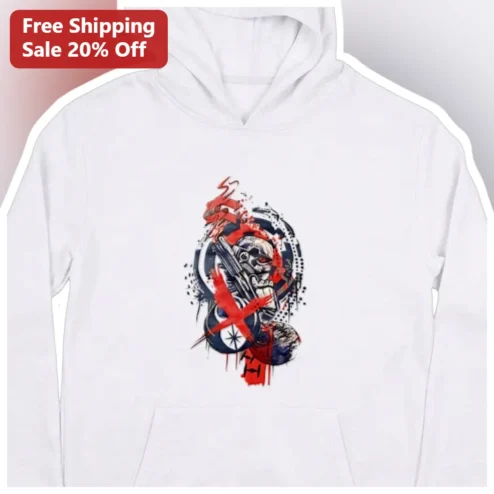 Tactical Skull Gas Mask Grunge Hoodie Edgy Streetwear Apparel for Halloween Cosplay and Military Sty available at our Chicago, Illinois warehouse