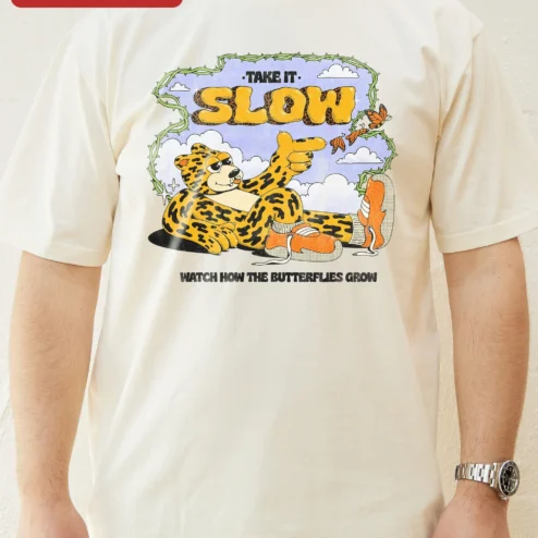 Take It Slow Watch How The Butterflies Grow Leopard Graphic Tee
