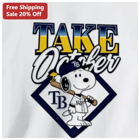 Take October Snoopy Woodstock Rays Baseball Graphic Tee
