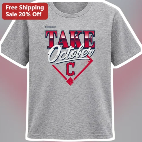 Take October Tee Cleveland Guardians Baseball Fan Gear Graphic Shirt for Men