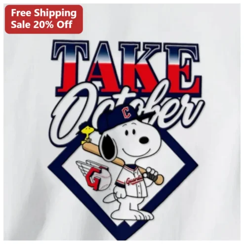 Take October Tee Snoopy Cleveland Guardians Baseball Graphic Shirt