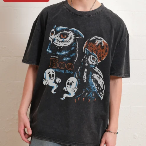 Takeout Order Boo Fucking Hoo Tee Funny Halloween Ghost Owl Graphic Shirt for Weirdos