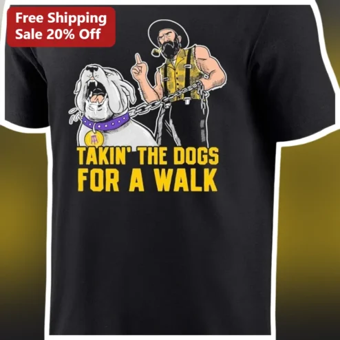 Takin' The Dogs For A Walk Tee Funny Bulldog Owner Graphic Shirt Gift for Dog Lovers available at our Chicago, Illinois warehouse