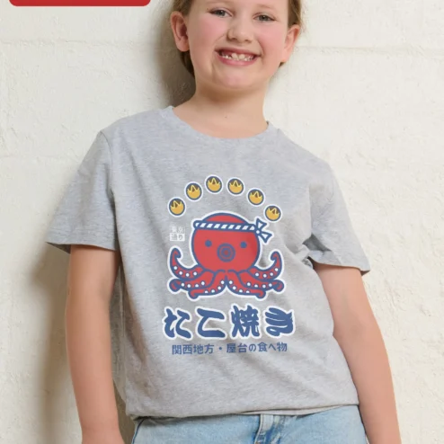 Takoyaki Kawaii Octopus Kids Graphic Tee Cute Japanese Street Food Shirt