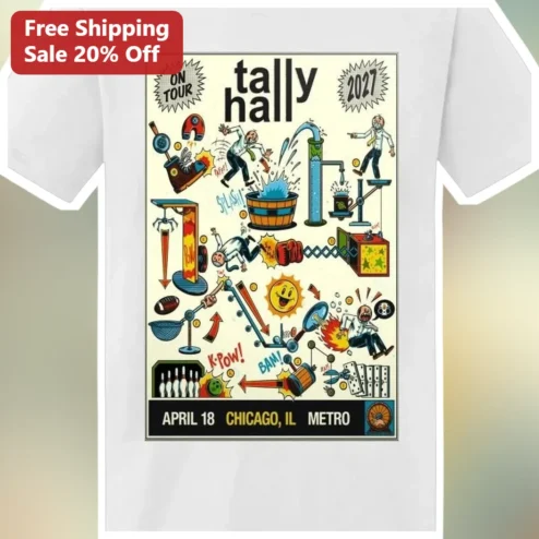 Tally Hall On Tour Band Tee Indie Rock Concert Merch Graphic Shirt available at our Chicago, Illinois warehouse