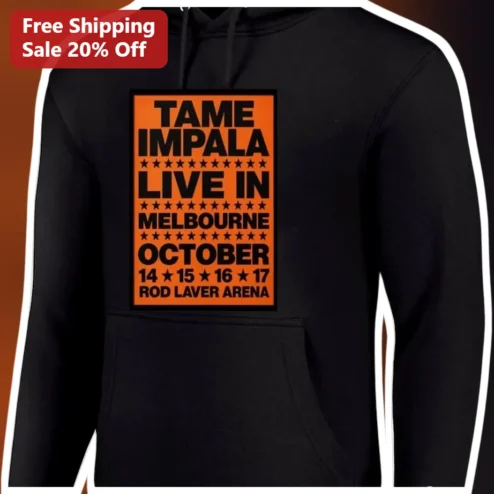 Tame Impala Live in Melbourne Rod Laver Arena Hoodie, Vintage Tour Poster Style Concert Merch for Fans