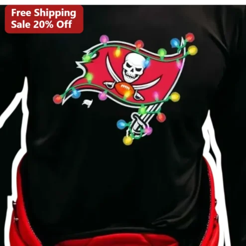 Tampa Bay Buccaneers Christmas Lights Logo Long Sleeve Shirt NFL Holiday Fan Apparel Gift