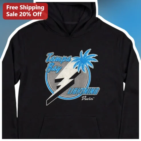 Tampa Bay Lightning Hoodie Vintage Distressed Palm Tree Pullover NHL Fan Gear Gift for Men