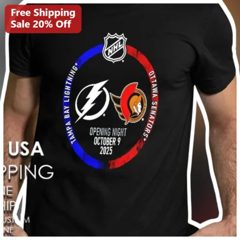 Tampa Bay Lightning vs Ottawa Senators Opening Night October 9 2025 NHL Tee
