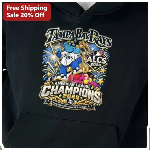 Tampa Bay Rays ALCS 2026 American League Champions Hoodie Raymond the Ray Baseball Fan Apparel