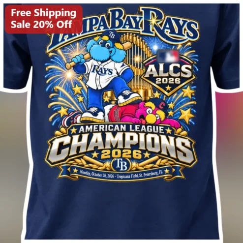Tampa Bay Rays American League Champions 2026 Graphic Tee Baseball Fan Apparel