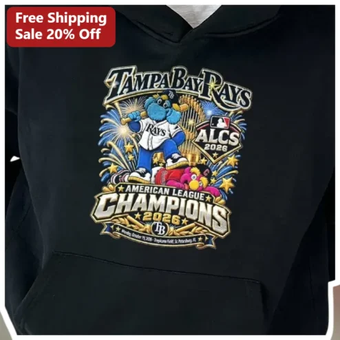 Tampa Bay Rays American League Champions 2026 Hoodie Raymond Mascot Baseball Fan Gear
