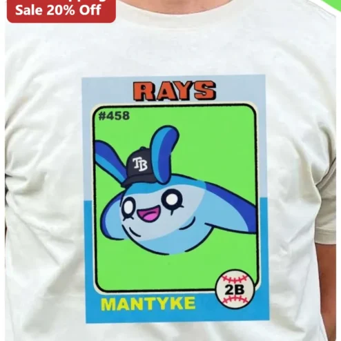Tampa Bay Rays Vintage Baseball Card Tee Cute Chibi Manta Ray Gift for MLB Fans