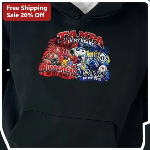 Tampa In My Heart Buccaneers Rays Snoopy Hoodie
