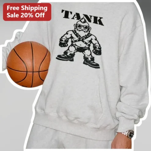 TANK Sweatshirt Cartoon Basketball Mascot Graphic Pullover for Men Women Streetwear