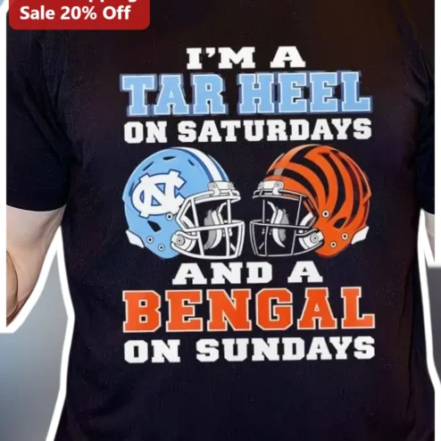Tar Heel Bengal Dual Team Loyalty Tee UNC Cincinnati Football Fan Gift
