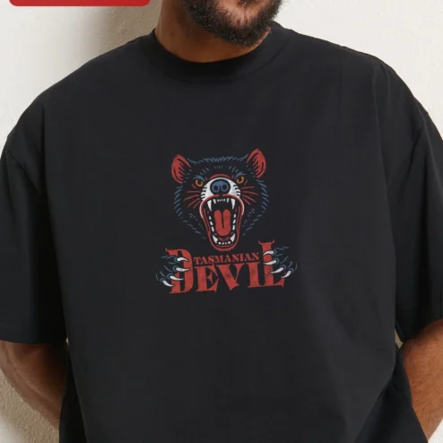 Tasmanian Devil Vintage Graphic Tee Australian Wildlife Marsupial Shirt