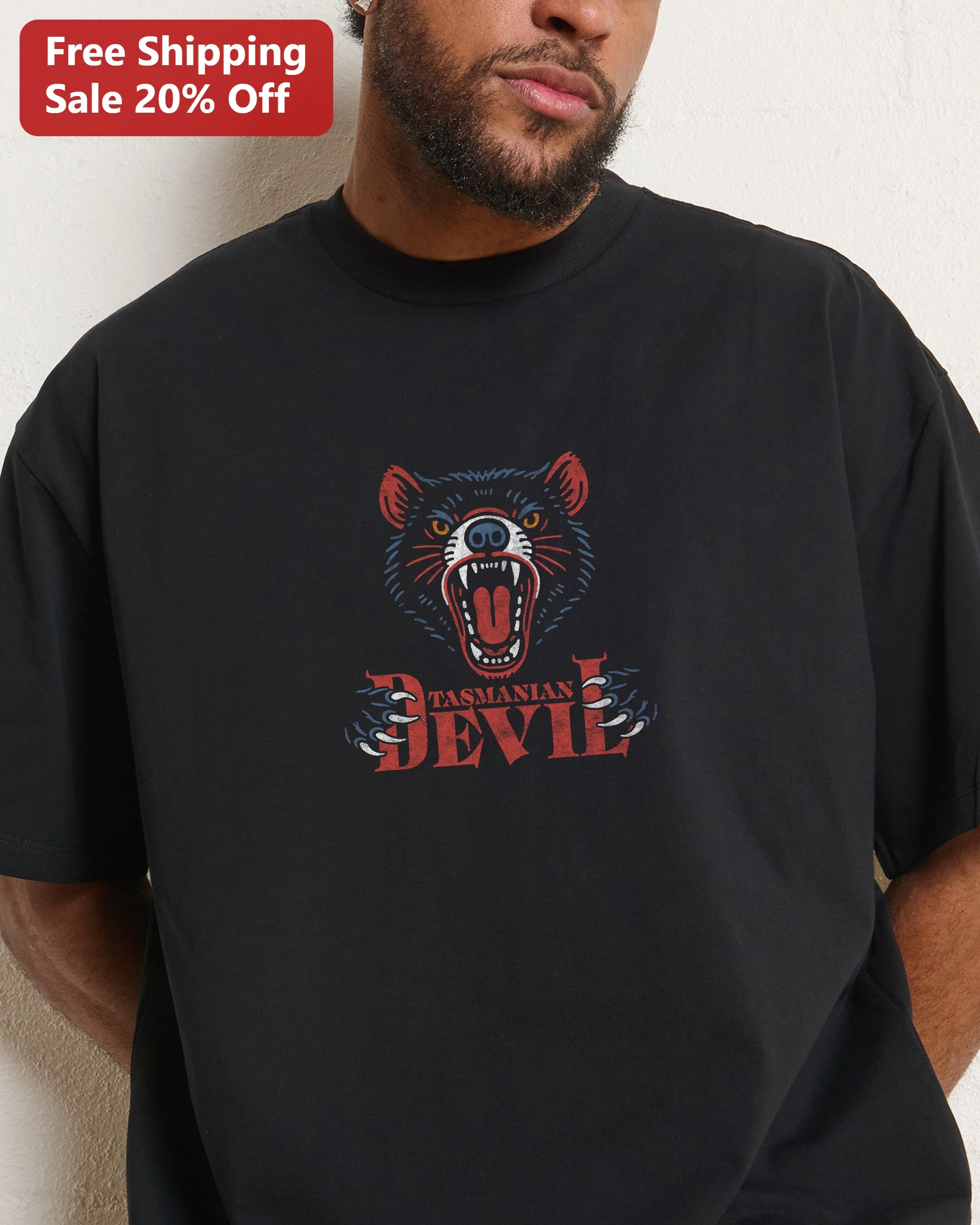 Tasmanian Devil Vintage Graphic Tee Australian Wildlife Marsupial Shirt