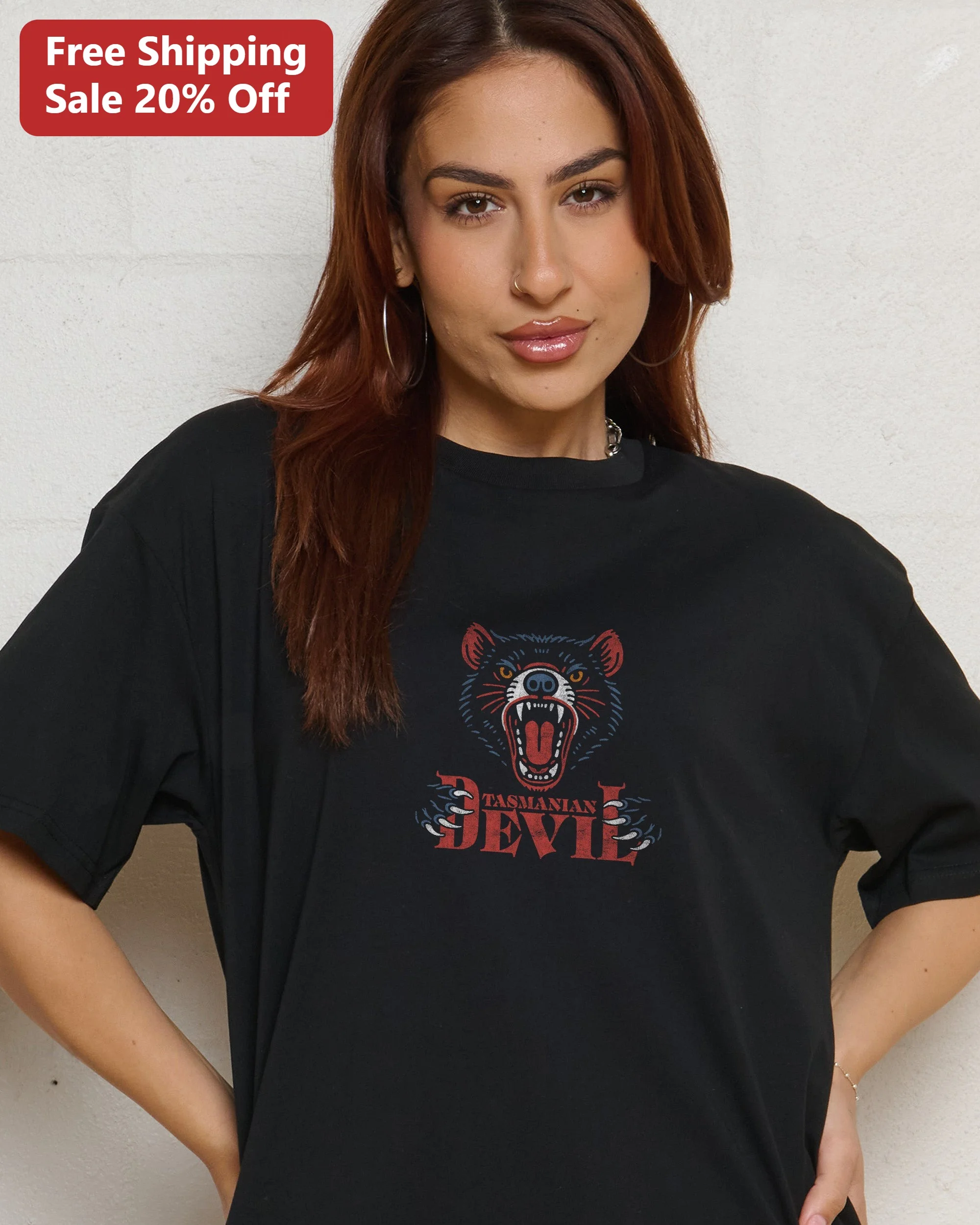Tasmanian Devil Vintage Retro Graphic Tee Australian Wildlife Animal Lover Shirt