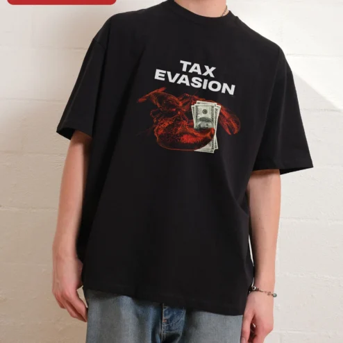 Tax Evasion Tee Funny Lobster Holding Money Graphic T-Shirt for Accountants and Dark Humor Fans