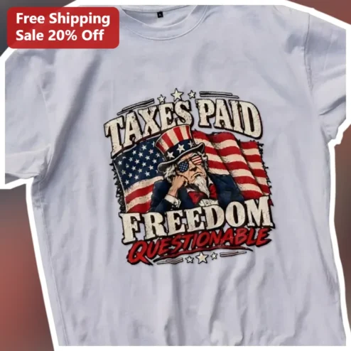 Taxes Paid Freedom Questionable Uncle Sam Vintage Distressed Graphic Tee