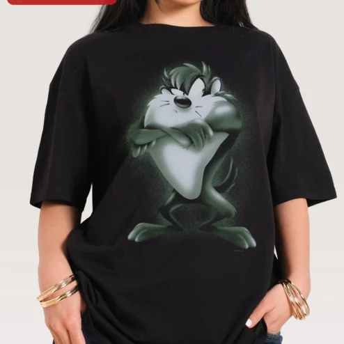 Taz Tee Vintage Looney Tunes Tasmanian Devil Airbrushed Graphic Oversized T-Shirt for Men Women