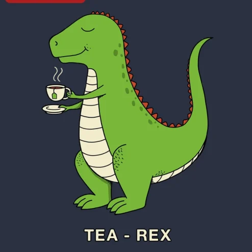 TEA REX Funny Dinosaur Tea Lover Graphic Tee for Men