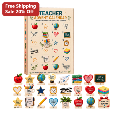 Teacher Advent Calendar Box 24 Days of Thanks, Inspiration Learning Holiday Gift for Educators