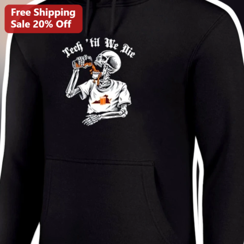 Tech 'til We Die Hoodie Gothic Skeleton Programmer Gift for Men Women