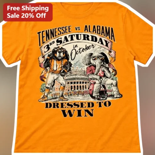 Tennessee Vs Alabama Dressed To Win Tee 3rd Saturday In October College Football Rivalry Shirt