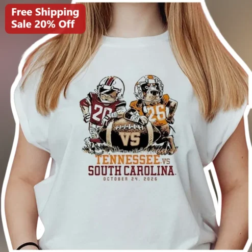 Tennessee vs South Carolina Tee Vintage Bulldog Mascot Rivalry Shirt for College Football Fans available at our Chicago, Illinois warehouse