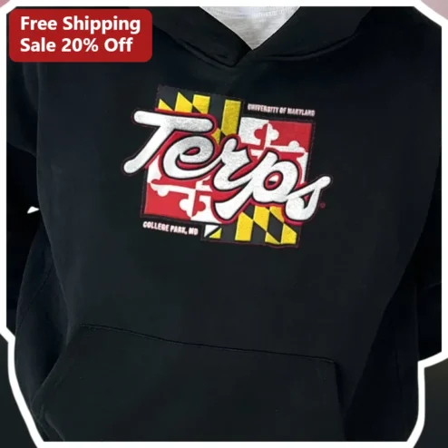 Terps University of Maryland Hoodie UMD Terrapins College Park MD State Flag Pullover