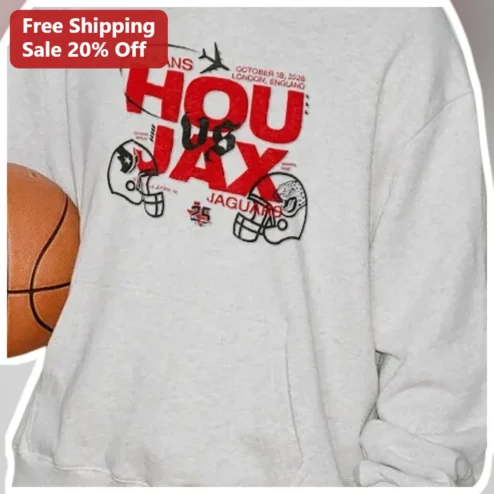 Texans vs Jaguars NFL London Game Sweatshirt October 18 2026 Houston Texans Jacksonville Jaguars Fan Gear Crewneck