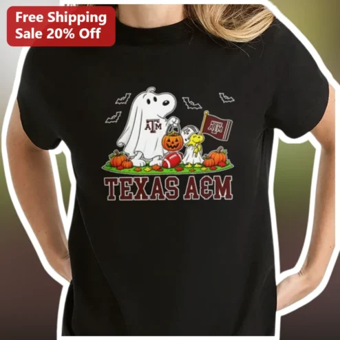 Texas A&M Aggies Snoopy Halloween Graphic Tee for College Fans