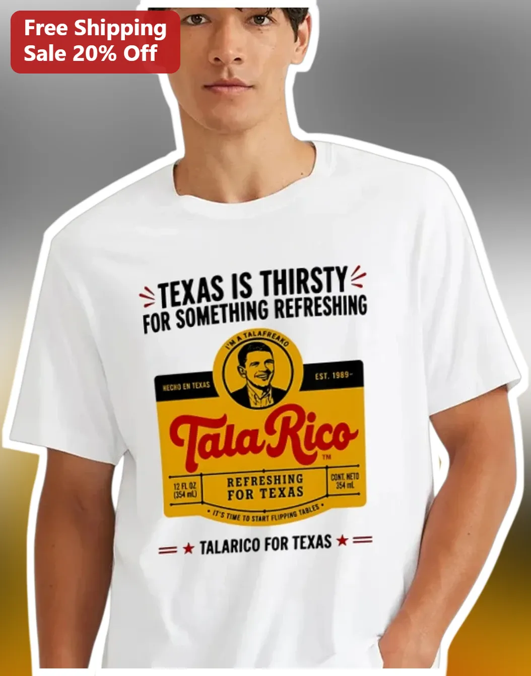 Texas Is Thirsty For Something Refreshing Talarico For Texas Ted Cruz Vintage Beer Label Graphic Tee