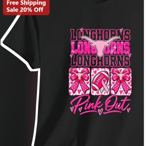 Texas Longhorns Pink Out Breast Cancer Awareness Tee Women Game Day Shirt