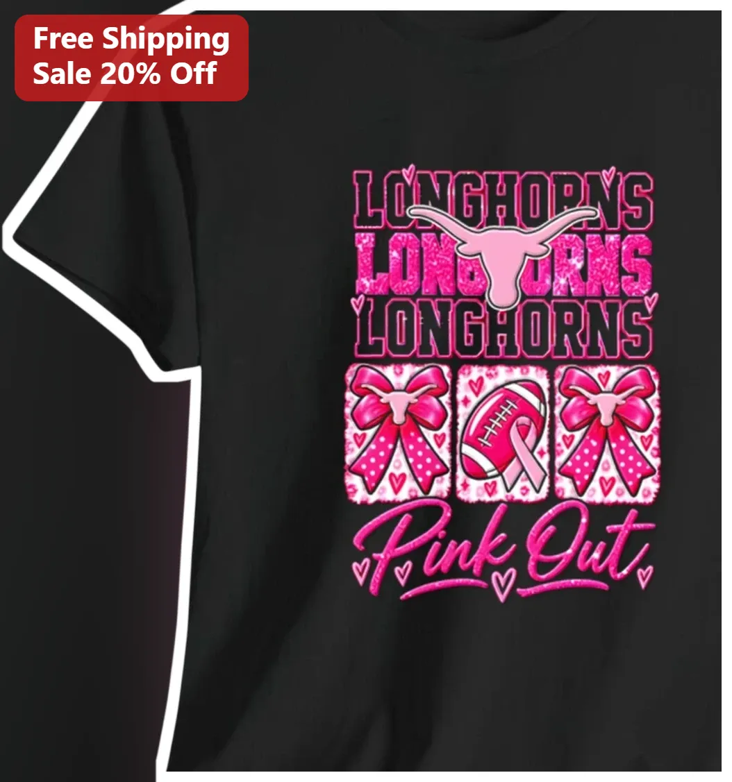 Texas Longhorns Pink Out Breast Cancer Awareness Tee Women Game Day Shirt