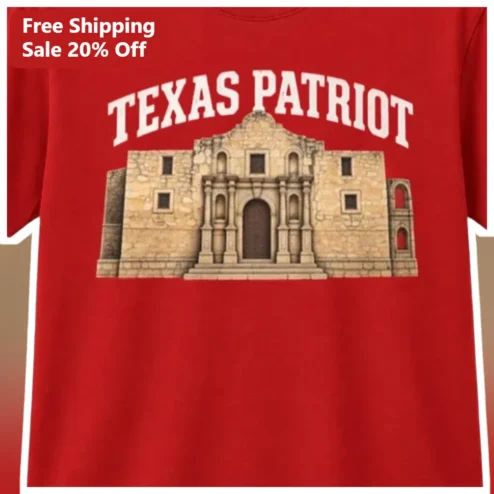 Texas Patriot Alamo Graphic Tee for Men Women Texas History Souvenir Shirt available at our Chicago, Illinois warehouse