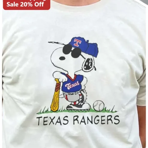 Texas Rangers Snoopy Vintage Baseball Graphic Tee MLB Fan Gift
