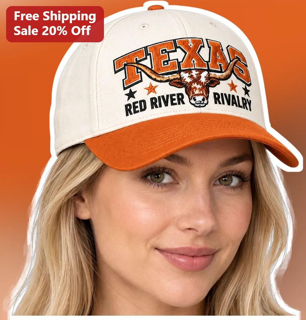 Texas Red River Rivalry Cap College Football Longhorn Skull Embroidered Hat for Fans