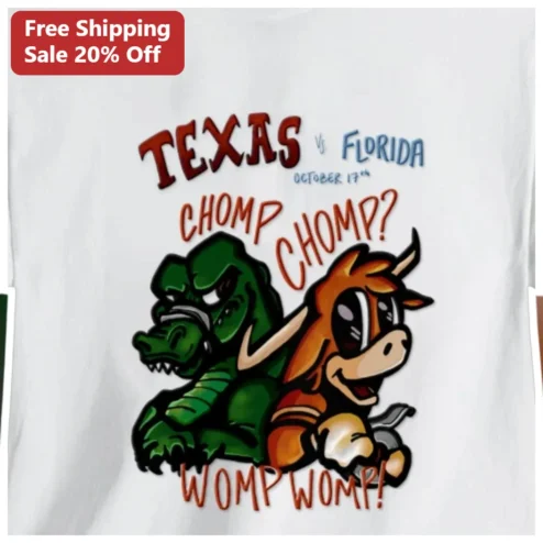 Texas vs Florida Chomp Chomp Womp Womp College Football Rivalry Graphic Tee