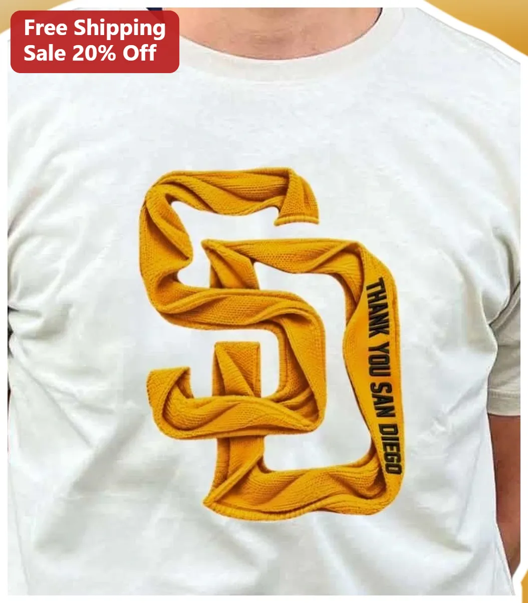 Thank You San Diego Tee San Diego Padres Knitted Scarf Graphic Baseball Fan Souvenir Shirt